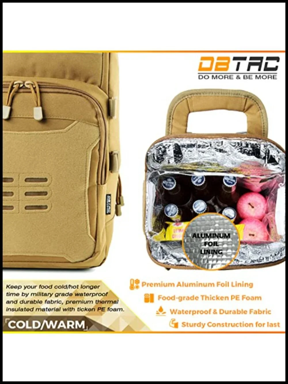 Tactical Insulated Backpack Cooler Lunch Bag for Work Picnic Hiking 24 Cans